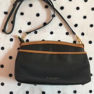 Divina Firenze Leather Black and Tan Crossbody Made in Italy